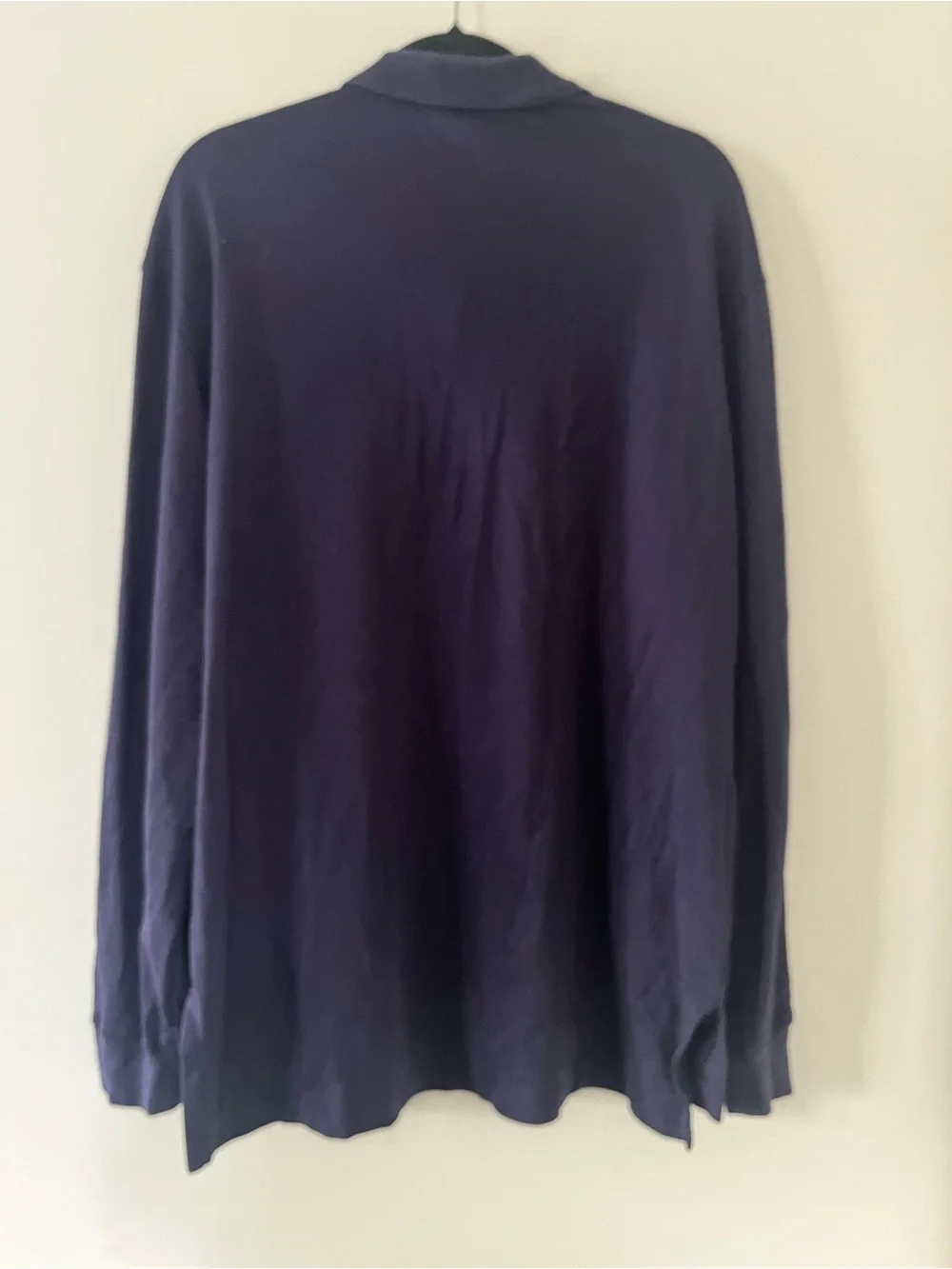 Polo Ralph Lauren Navy Blue Long Sleeve Polo Shirt Large 100% Cotton Preppy